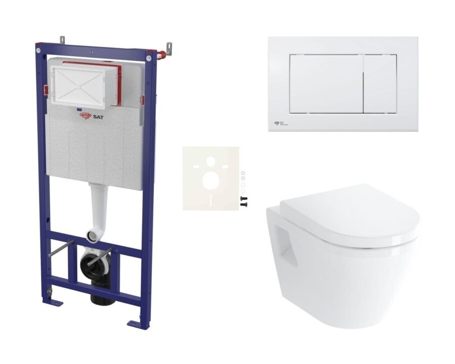 Cenově zvýhodněný závěsný WC set SAT do lehkých stěn / předstěnová montáž+ WC Vitra Integra SIKOSSINTBO20K